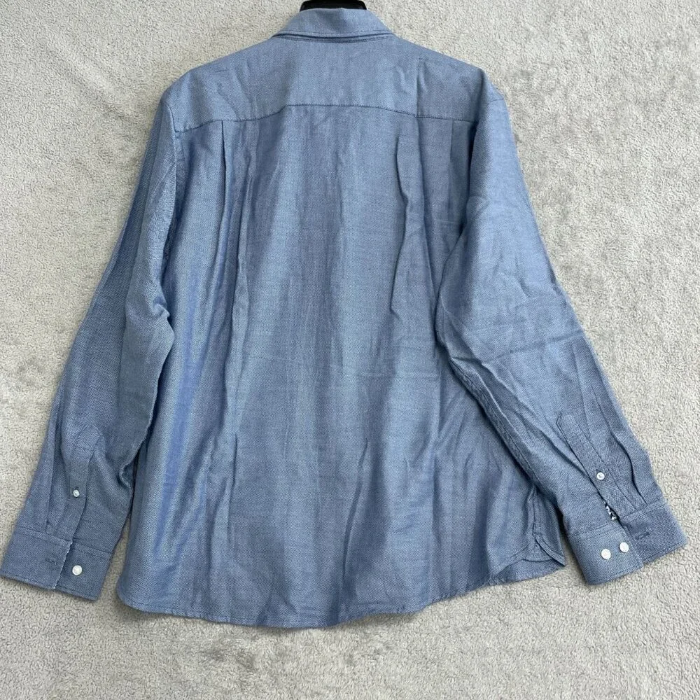 Ted Baker Men's XL Blue Long Sleeve Button-Up Shirt Pattern  G1887